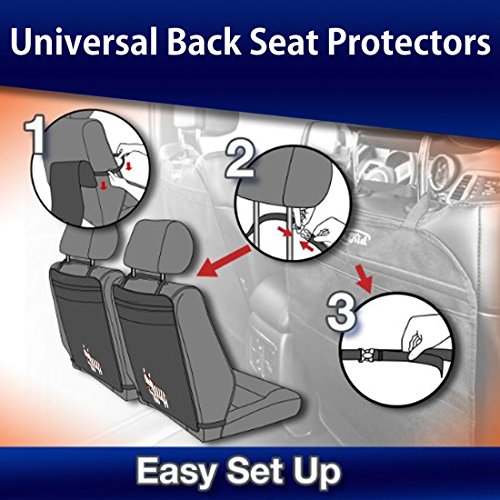 [2 Stück] Autositz Rückenlehnenschutz, Rücksitz-Organizer mit iPad Fach-Wasserdichte Autositz Schoner Autositz Veranstalter Auto Rückenlehnenschutz Kick-Matten (Zebra) - 7