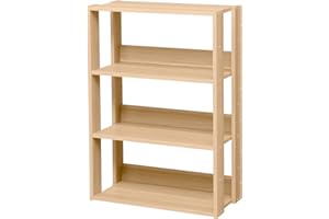 Iris Ohyama, Mobile contenitore/Ripiano portaoggetti/Modulo laterale/Piccolo contenitore, Modulare,Design, Ufficio, Casa - Open Wood Rack - OWR-600 - Marrone chiaro