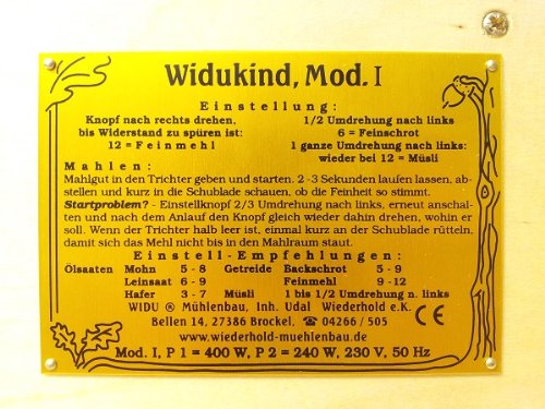 Getreidemühle WIDU Widukind Mod. I aus Birkenholz, kompakt - 9