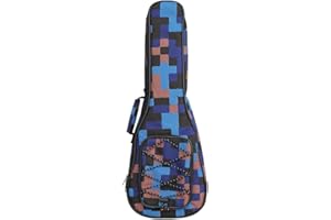 Surwin Ukulelentasche 21 '' 23 '' 26'' Ukulele Case Bag für Sopran Konzert Tenor, Tragbare Ukulelen Tasche Rucksack Aufbewahrung Soft Case Verstellbarem Schultergurt (21 Zoll,Blau kariert)