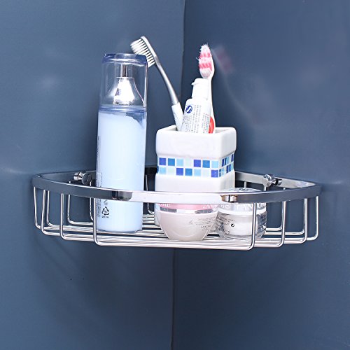 Eckregal Badregal von TAPCET Dreieckregal 201 Edelstahl Badezimmerregal Chrom Wandregal Einschichtiges Regal für die Dusche - 2