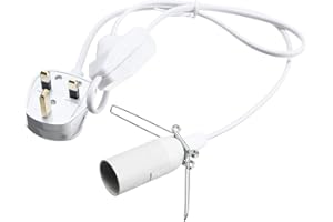 FINELED Himalayan Salt Lamp Cord with Dimmer Switch,E14 SES Black UK Plug Light Bulb Holder with Spring Clips for Salt Desk Table Lamps (White)