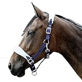 HKM 87426964.0651 Nylonhalfter mit weicher Polarfleece Polsterung Warmblut, dunkelblau/babyblau