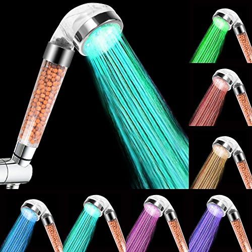 LED Shower Head 7 Colors Changing Light Handheld High Pressure Spa Shower Head Double Filter Saving Water Showerhead