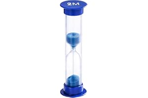 SuLiao 2 Minute Sand Timer for Kids,Blue Plastic Hourglass Sand Clock 2 Min,Unbreakable Acrylic Sand Watch with Protective Cover for Games, Classroom, Brushing Toothbrush,Cooking,Home