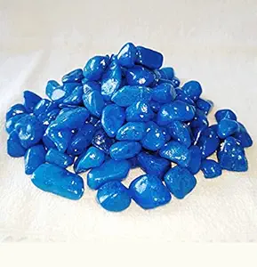 PET'S LOVE Stones for Aquarium Decoration, Fountain, Table and Flower Vases Decorative Pebbles,1 Kg(Blue)