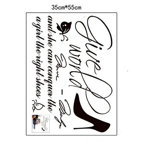ufengke® „Give A Girl The Right Shoes And She Can Conquer The World“ Zitate und Sprüche Wandsticker, Wohnzimmer Schlafzimmer Entfernbare Wandtattoos Wandbilder - 4