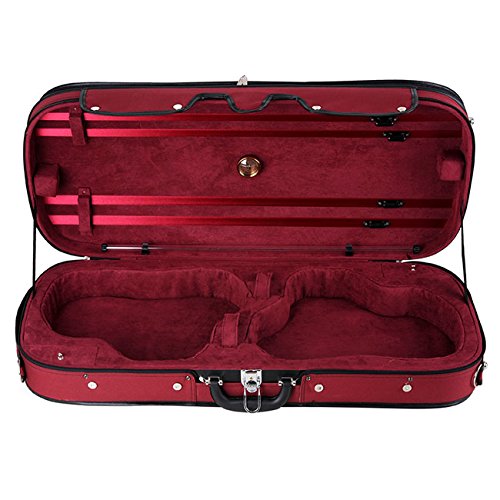 Muzip tamaño completo 4/4 Doble Funda para violín carcasa rígida, rojo