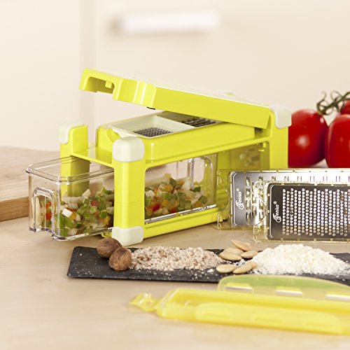 Genius Nicer Dicer Magic Cube | XXL-Set 45 Teile | Schneiden | Reiben | Julienne | Spiralen | Hobeln | Würfeln | Obst- und Gemüseschneider | Bekannt aus TV | NEU - 5