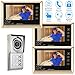 Produktbild KKMOON 7 Zoll Wired Video T¨¹r Telefon System Visuelle Gegensprechanlage Regendichte T¨¹rklingel Touchpanel mit 3 * 800 x 480 Innen-Monitor + 1 * 700TVL Outdoor Kamera Entsperren Infrarot-Night View