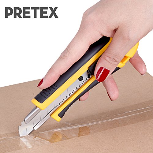 PRETEX Cuttermesser mit gummiertem Griff und 2 Ersatzklingen | 2 Jahren Zufriedenheitsgarantie | Teppichmesser, Universalmesser - 4