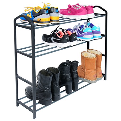 Schuhregal Schuhablage Schuhständer , 4 Schicht , Ständer Regale für 16 Paare Schuhe , Ständer Regale , 79×19.5x62cm , Schwarz , SR0020sz4 - 8