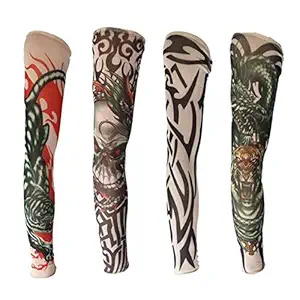 Rapid Tattoo Sleeves Men's Arm warmers (Multicolor,Free Size) Pack of 4 For Men and Boys