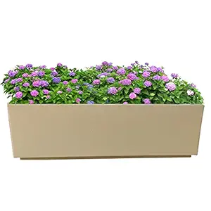 YUCCABE ITALIA Plastic Box Tray Railing Hanging Planter, Beige, 24x8 Inch