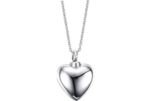 VNOX Joyería de cremación para cenizas: collar de urna de cremación de corazón para cenizas, collar con colgante de urna de recuerdo, 1 pieza, Metal Acero inoxidable Acero inoxidable 316 Cuero, No es