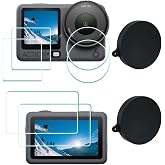 ULBTER DJI OSMO Action 6 Screen Protector + Silicone Lens Cap [2+6 Pcs] Tempered Glass 0.3mm 9H Hardness Anti-Scratch Anti-Fi
