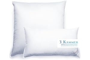 AURA DOWN BEDDING Aura® Luxus 3-komorowa poduszka pod głowę 40 x 80 cm, twarda, na zewnątrz: 90% puch wysokiej jakości węgierska klasa I, wewnątrz: gęsie pióra, Öko-Tex 100, ekskluzywna poszewka ze 100% bawełny