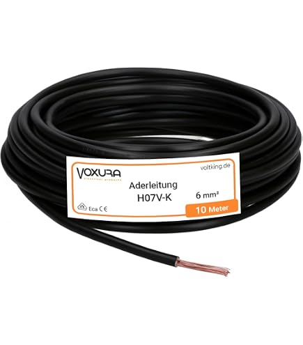 Einzelader H07V-K 6 Mm² Set – 3 X 10 Meter In Grüngelb, Blau, Schwarz + 100 Schrumpfhülsen
