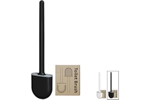 SV LIFE Brosse de Toilette en Silicone Montage Mural | tête Poils TPR Flexibles, Séchage Rapide, Nettoyage WC 360º | Comprend Porte-Brosse WC Anti-Goutte Ultra-compacte (1 pc, Noir)