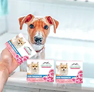 Pets Empire Dog Naturalis Handmade Dog Soap Fur BRIGHTENING & Antibacterial Organic Soap Skin & Coat Care 100 GMS,Pack of 3 (Rose)