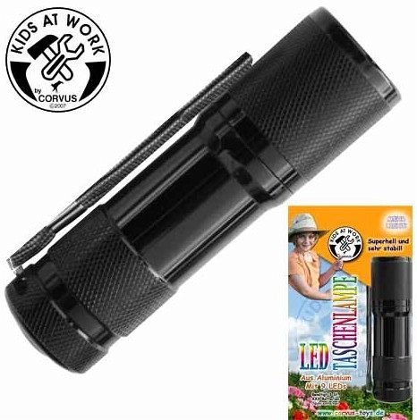 Preisvergleich Produktbild Taschenlampe mit 9 LEDs schwarz / bunt 1 Stück