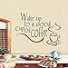 Produktbild Wandsticker Erwachen Sie Zu Einer Guten Tasse Kaffee 36X25Cm Vinyl Selbstklebende Wand Mode Wandbild Aufkleber Zubehör Abnehmbar Wasserdicht Geschenk