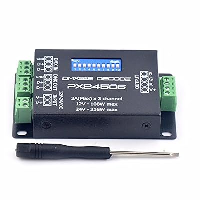 ILS - PX24506 DMX 512 Decoder Driver Amplifier Controller for RGB LED Strip Light DC12V-24V