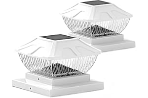 Giilayky Solar Post Cap Lights Outdoor - 2 Pack 2 Modes Solar Deck Fence Lights, IP65 Waterproof Solar Powered Light Posts White