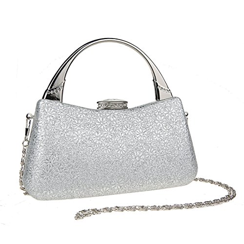 KAXIDY Ladies Snowflake Pattern Clutches Purse Bags Elegant Party Wedding Bags Cocktail Clutch Bag Handbag (Silver)