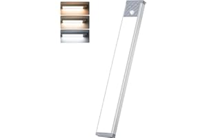 HIBOITEC Lampe de Placard 65 LED Super Lumineuses, 3 Couleurs & Dimmable Détecteur de Mouvement, 2500mAh USB-C Reglette Led Cuisine, Longue Durée-Installation Facile Lampe Sans Fil pour Armoire Escalier