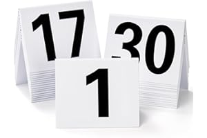 Okllen Set of 30 Table Order Numbers 1-30, Double Sided Acrylic Restaurant Tent Table Holders Reception Number Stands Signs for Food Service, Banquets, Seating Cafes, Black and White, 3.5"x2.3"x3"