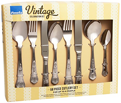 Amefa Vintage Kings 58 Piece 8 Person Luxury Cutlery Set - Gift Boxed