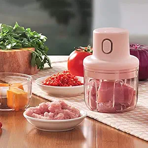 JENY Wireless Mini Garlic Chopper Small Food Processor, 250ML Portable Food Chopper for Onion Vegetables Meat Baby Food Ginger Pepper Nut for Onion,Chilli,Portable Food Processor Kitchen Tools