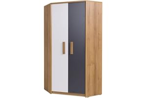 ‎MARMEX MEBLE Marmex Meble Quatro Q8 Eckgarderobe mit Kleiderstange und Einlegeböden - Funktionelle Eckschranke für den Raum - Geräumige Eckgarderobe für das Kinderzimmer, Jugendzimmer, Schlafzimmer