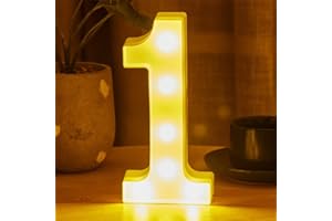 FUNLOV LED Alphabet And Numbers Light Sign Decorations, Lamp for Home Birthday Party Event, Night Lights, Battery Powered Letters And Numbers With Four Hour Timer (1)