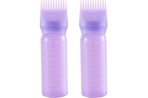 PAEFIU 2 Piezas Aplicador Aceite Pelo Profesional, 170ml Hair Oil Applicator con Escala, Aplicador Aceite Cabello Botella con Cepillo para Lubricación del Cebello Teñir el Cabello
