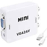 XMSJSIY VGA zu AV RCA Composite Konverter Adapter Box mit USB Stromkabel HD 1080P Audio Video Konverter PC zu TV Set Top Box