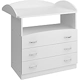 Infantastic® Mobile Fasciatoio - 85 x 71 x 96 cm, 3 Cassetti, 1 Scomparto Aperto e 1 Ripiano, in MDF Robusto, Bianco - Fascia