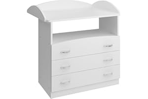 Infantastic® Table à Langer - 3 Tiroirs, Compartiments Ouverts, Haute Qualité, Pratique, 85x71x88 cm, en Bois MDF, Blanc - Meuble de Rangement, Commode a Langer, Armoire Bébé, Enfant, Salon