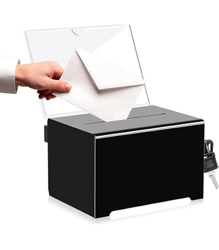 Boîte à Dons En Acrylique GOEDCH Avec Verrou Et Clé - 155x109x96 Mm, Noire - Pour Événements, Votes Ou Collectes