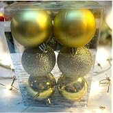 Yenigeldi 6 Adet Gold 6 Cmcm Yılbaşı Topu, Noel Topu, &Ccedil;am Ağacı Topu, S&uuml;s Topu T-51, Sarı
