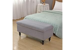 Highdi Stretch Ottoman Cover Rectangle, Soft Elastic Ottoman Slipcover Folding Ottoman Storage Bench Covers Washable Footstool Protector Covers for Living Room (90-120cm,Light grey)