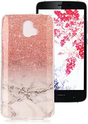 Marble Case for ZTE Blade V8 Pro, Ronger Gel TPU Silicone Case Ultra Thin Flexible Cover with Stone Pattern for ZTE Blade V8 Pro Case, Rose Gold and White