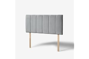 hm bedding Velvet Upholstered Headboard for Divan Beds – 20-Inch Lined Extra Padded Plush Headboard with Wooden Struts – Luxury Bedroom Furniture (Charcoal, Single)