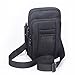 Produktbild Handy Umhängetasche, Hengwin Stoff Handytasche Hüfttaschen Gürteltasche Mini Herrentasche mit Karabiner Clip Gürtelschlaufe für iPhone 7 Plus 6S Plus 6S 7 Huawei Mate 8, Schwarz