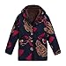 Produktbild TianWlio Jacken Parka Mäntel Herbst Winter Warme Jacken Strickjacken Damen Winter Warme Outwear Blumendruck mit Kapuze Taschen Vintage Übergrößen Mäntel rot XXXXL