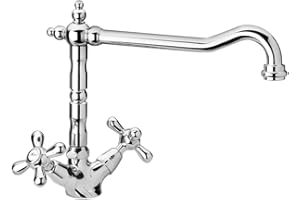 Paini - LIBERTY 570 B Rubinetto Miscelatore Monoforo Cucina, Lavello, Cromato, Bocca orientabile e maniglie a Croce, Design Liberty, interamente prodotto e lavorato in Italia