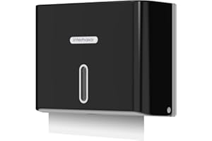 interhasa! Commercial Paper Towel Dispenser Wall Mounted Hand Towel Dispenser with Key Lock C-Fold Paper Towel Dispenser Large Capacity for Bathroom Adhesive Black