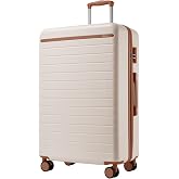 Kono Large Suitcase 76.5 cm, Large Travel Suitcases 23 Kilos Composite ABS+PC, Carry-on with 4 Wheels, White