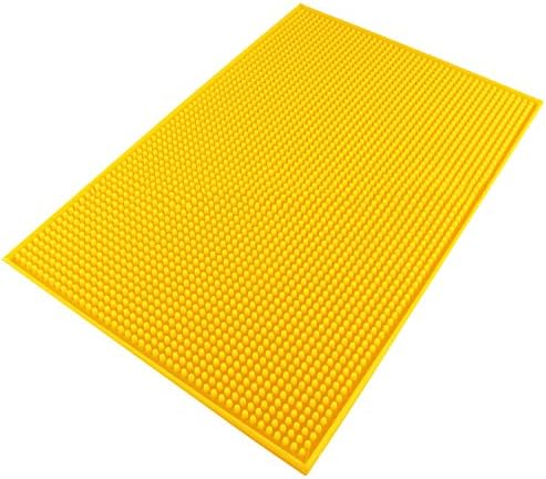 Rubber Bar Service Mat, Silicone Dish Drying Mat, Anti-Bacterial, Dish Washer Safe, Heat Resistant Trivet Yellow 11.7" x 17.5"